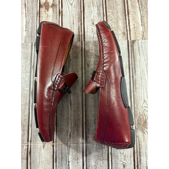 Bruno Magli Monza Leather Slip On Drivers shoes Sz 8.5 Medium color burgundy New - Picture 3 of 7